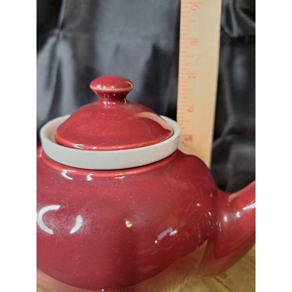 Vintage 1930s McCormick Tea Baltimore Md Ceramic Teapot with Infuser Burgundy